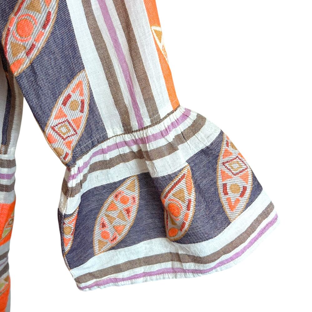 Devotion Twins NWT 'Hermosa' Tunic Mini Dress, Boho, Pattern Orange Lilac, Small - Picture 12 of 12